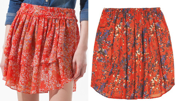 מימין: חצאית מודפסת של קארוון, משמאל: חצאית של זארה, 199 ש"ח | צילום: גטי אימג'ס