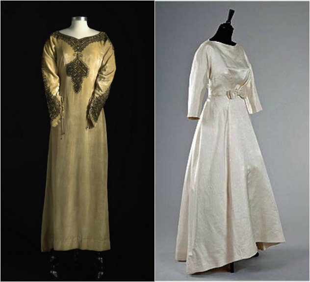 מימין לשמאל: השמלה של אודרי הפבורן, השמלה של קת'רין הפבורן