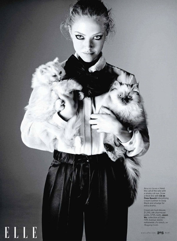 אמנדה סייפריד בהפקה לגליון אפריל 2011 של מגזין Elle | צילום מסך