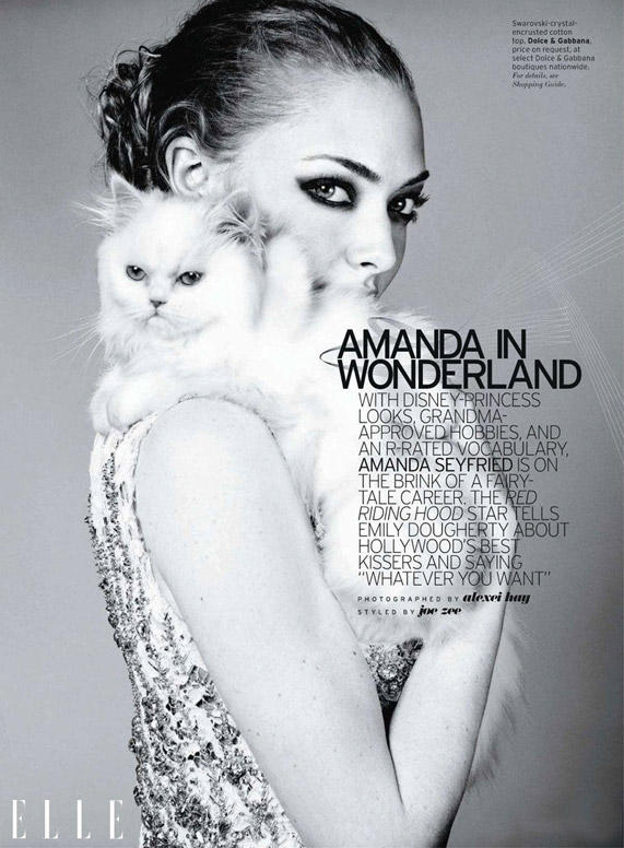 אמנדה סייפריד בהפקה לגליון אפריל 2011 של מגזין Elle | צילום מסך