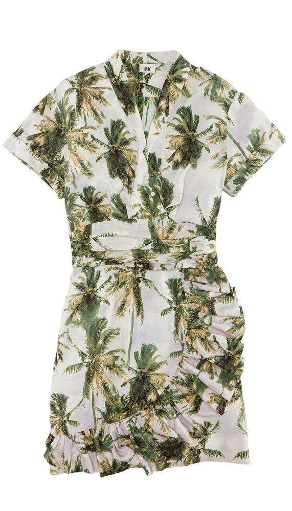 שמלה עם הדפס עצי דקל של H&M