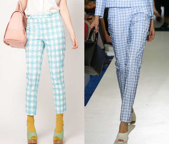 מימין: מכנסיים משובצים של ז'יל סנדר, משמאל: אסוס, 30 ליש"ט (כ-185 ש"ח) | צילום: גטי אימג'ס, אסוס