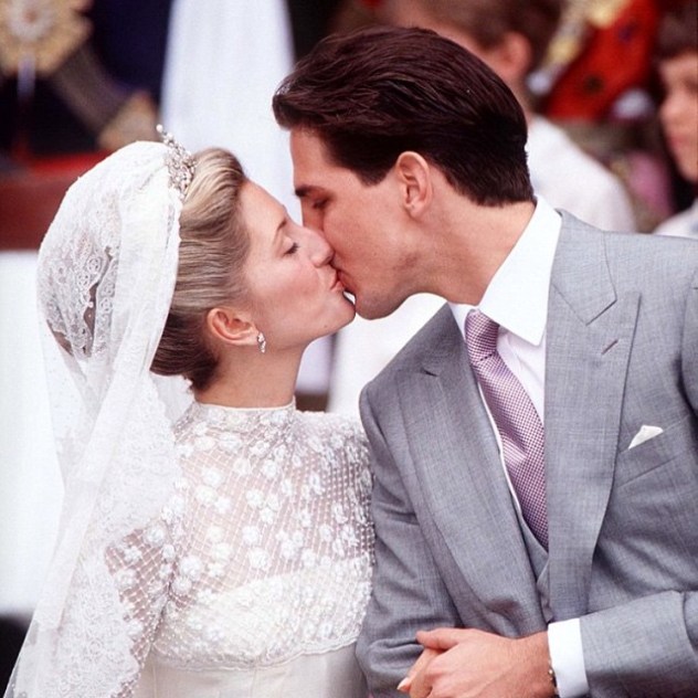 הנסיך פבלוס ומארי שנטל, ההורים ביום החתונה ב- 1995 (צילום: אינסטגרם olympiagreece)