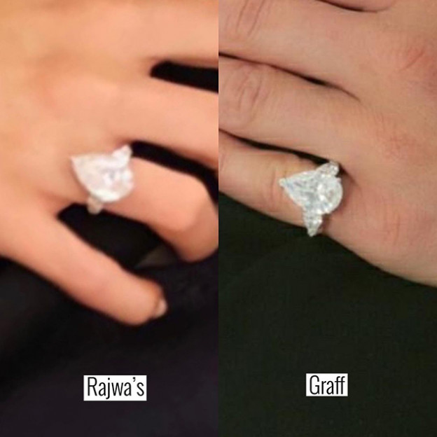הטבעת של רג׳ווה וטבעת דומה שנמצאה ברשת ששווה - 1,115,000 שקלים (צילום: Royal Fashion Police אינסטגרם)
