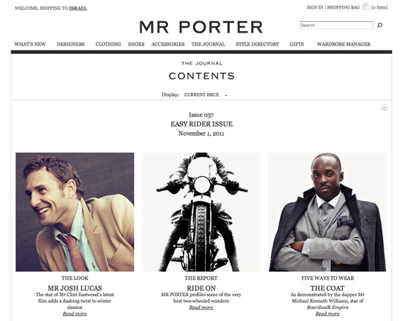 אתר האינטרנט MR Porter | צילום מסך
