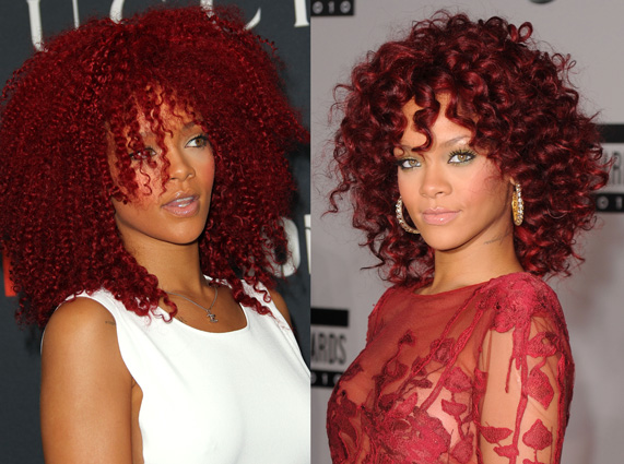 ריהאנה בשיער אדום מתלותל | צילומים: גטי אימג'ס